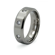 Titanium Satin CZ Eternity Wedding Band