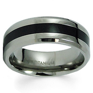 Black Inlay Titanium Wedding Band