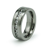 Flat Satin Finish Channel Set CZ Titanium Wedding Ring