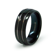 Black Titanium Grooved Wedding Band