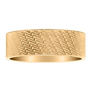 8mm Textured Flat 18K Yellow Gold Wedding Band