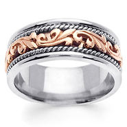 9mm 14K Two Tone Art Deco Wedding Ring
