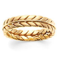 6mm 14K Yellow Gold Handmade Wheat Braid Band