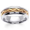 7mm Modern Men's 14K Two Tone Gold Braided Wedding Band