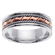 14K Two Tone Gold Designer Rope Inlay Wedding Band