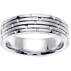 14K White Gold Brick Textured Layered 6.5mm Wedding Band