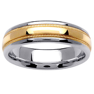 6mm Milgrain 14K Two Tone Gold Wedding Band