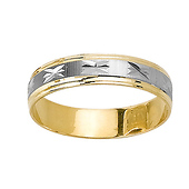Star Cut 14K Gold Two Tone Wedding Band