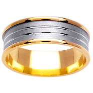 14K Raised Edge Two Tone Wedding Band
