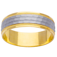 Textured 14K Two Tone Gold Wedding Band