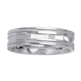 14K Designer White Gold Wedding Ring