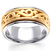 14K Scroll Design Two Tone Wedding Band