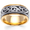 Scroll 14K Two Tone Gold Wedding Band