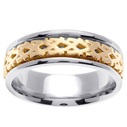 14K Two Tone Pattern Wedding Band