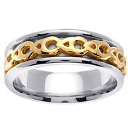 Link Pattern 14K Two Tone Wedding Band