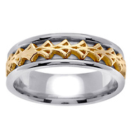 14K Two Tone Link Design Wedding Ring