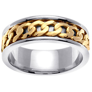 Link 14K Two Tone Wedding Band