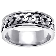Link 14K White Gold Wedding Band