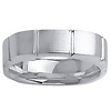 Square Brushed Carved 14K White Gold Wedding Ring