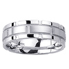 Brush and Polished Brick Pattern 14K Band