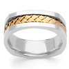 Cornered Edge Braid 14K Two Tone Gold Wedding Ring