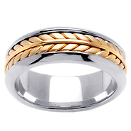 8mm Wheat Braid 14K Two Tone Gold Wedding Band
