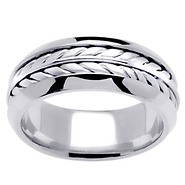 8mm Wheat Braid 14K White Gold Wedding Band