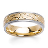 Carved Pattern 14K Two Tone Gold Wedding Band