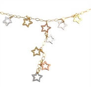 14k Tricolor Gold Fancy Star Necklace