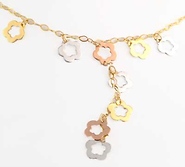 14k Tricolor Gold Fancy Star Charm Necklace