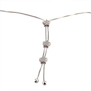 14k White Gold Fancy CZ Stars Necklace