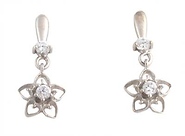 14k White Gold Fancy CZ Flower Earrings