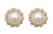 14k Yellow Gold Fancy Pearl Earrings