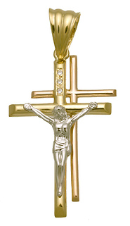 Tri Color Cubic Zirconia Crucifix 