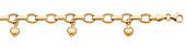 Charm Heart 14k Yellow Gold Bracelet