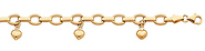 Charm Heart 14k Yellow Gold Bracelet
