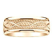 8mm Carved 14K Textured Yellow Gold Wedding Band