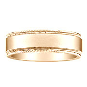 14K Yellow Gold Carved Edge Wedding Band