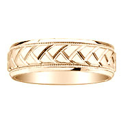 14K Braid Carved Yellow Gold Wedding Ring 