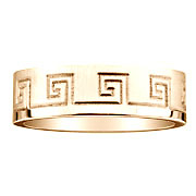 Greek Key Carved 14K Yellow Gold Wedding Band