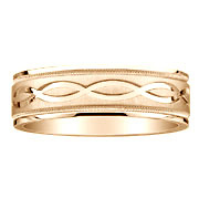 18K Braid Carved Yellow Gold Milgrain Wedding Band