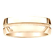 Brush Milgrain Center 18K Yellow Gold Wedding Band