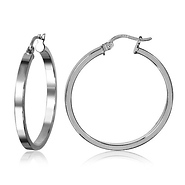 Large Flat Silver Hoops