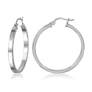 Flat Silver Hoops
