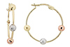 Tri Color Ball Hoop Earrings