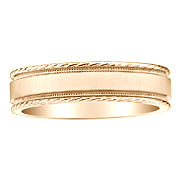 Carved Edge and Milgrain Yellow Gold 14K Wedding Ring
