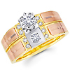 Tri Color Gold 14K Round Diamond Bridal Set