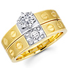 14K Two Tone Gold Designer Diamond Wedding Ring Set