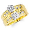 Two Tone 14K Gold Round Diamond Bridal Wedding Set