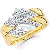14K Two Tone Round Diamond Engagement & Wedding Band Set